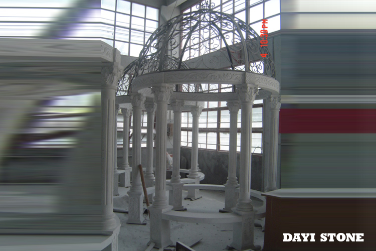 White Marble Polished Gazebo - Carved Marble Gazebo,Antique Marble Outdoor Gazebo - Dayi Stone